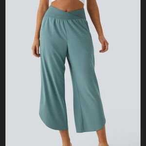 Halara Breezeful High Waisted Crossover Side Pocket Split Resort Pants Sz L NEW